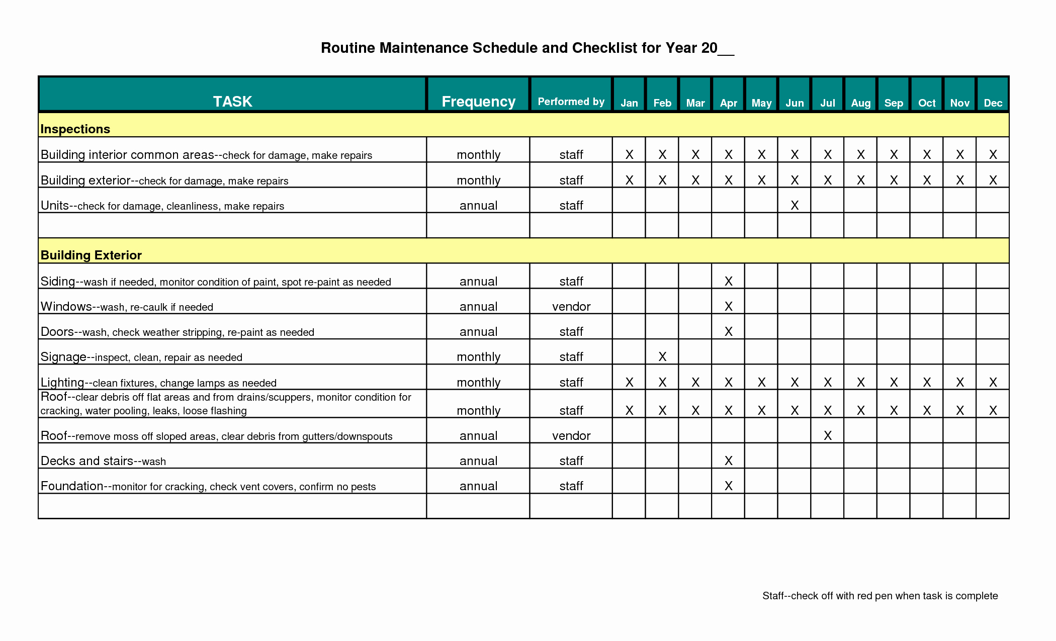 Building Maintenance Schedule Excel Template Fresh Preventive Maintenance Schedule Template Excel
