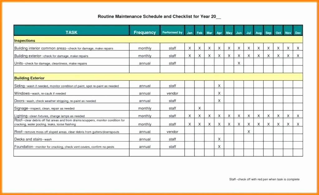 Building Maintenance Schedule Excel Template Unique Preventive Maintenance Schedule Templates Fleet