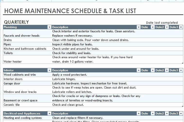 Building Maintenance Schedule Template Inspirational Building Preventive Maintenance Schedule Template Plan