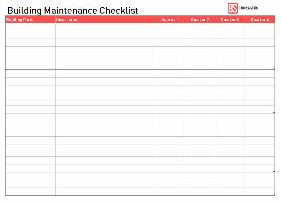 Building Maintenance Schedule Template Unique Maintenance Checklist Template 10 Daily Weekly