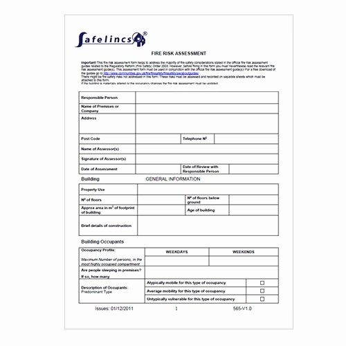 Building Security Risk assessment Template Best Of Fire Risk assessment form Download now