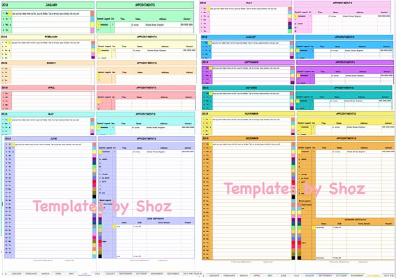 Bullet Journal Excel Template Fresh Bullet Journal Diary 2018 Editable Excel File with Dropdown