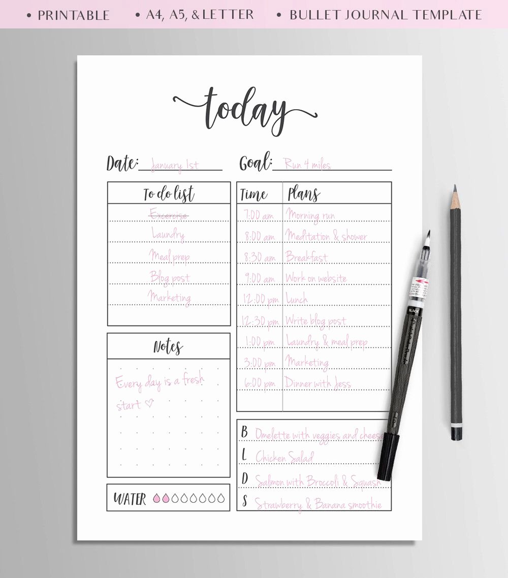 Bullet Journal Pdf Template New Daily Bullet Journal Template Printable Pdf