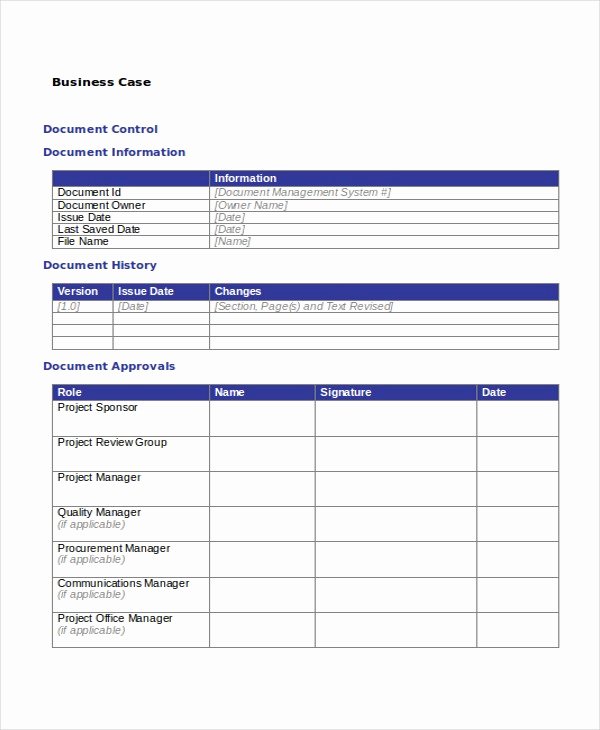 Business Case Template Excel New Business Case Template