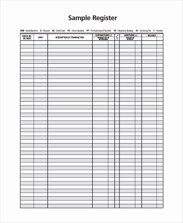 Business Check Register Template Awesome 9 Printable Check Register Samples
