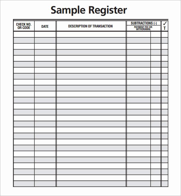 Business Check Register Template Luxury 10 Sample Check Register Templates to Download
