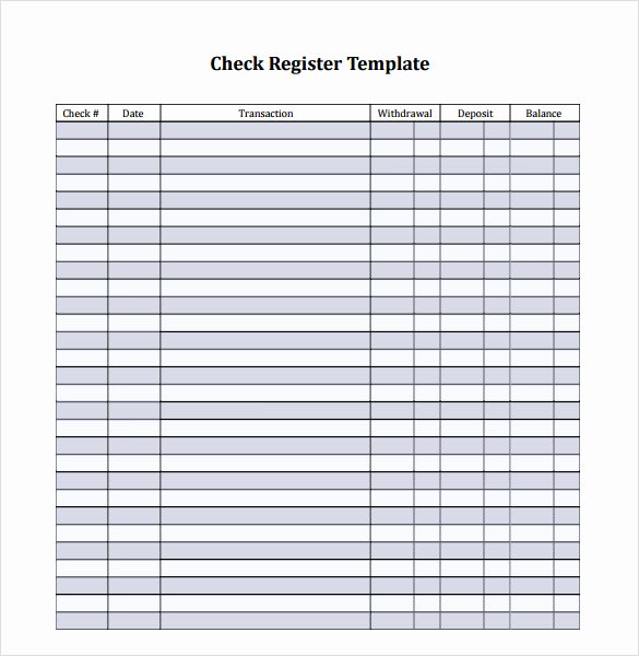Business Check Register Template Unique Sample Check Register Template 7 Documents In Pdf Word