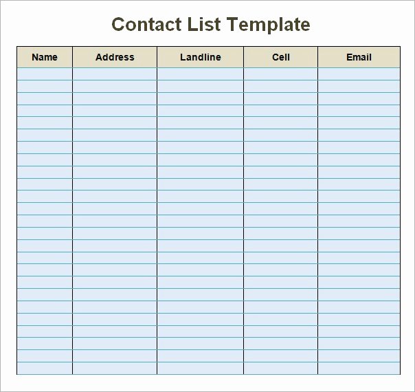 Business Contact List Template Beautiful Contact List