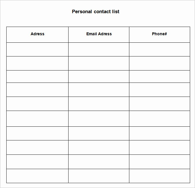 Business Contact List Template Elegant Contact List Template 4 Free Word Pdf Documents