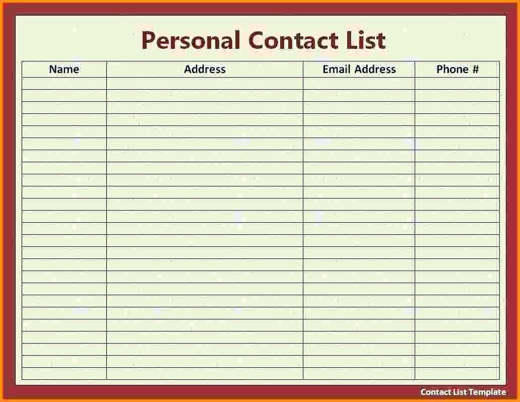 Business Contact List Template Elegant Template Contacts List Template