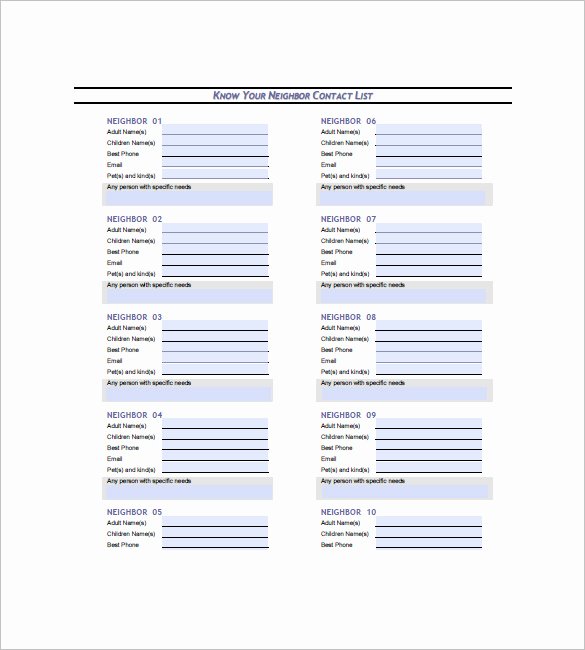 Business Contact List Template Lovely Contact List Template 10 Free Word Excel Pdf format