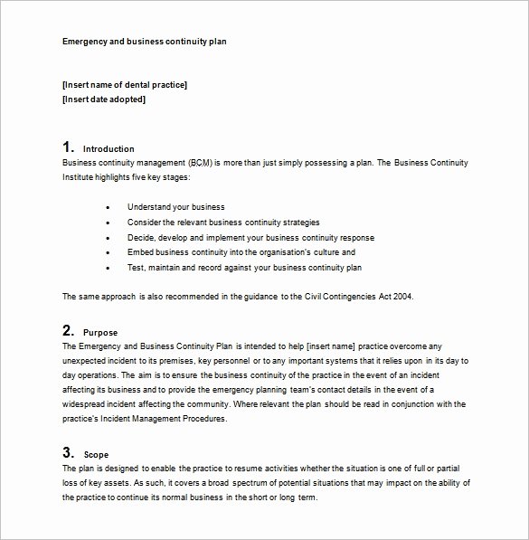 Business Contingency Plan Template Luxury Business Continuity Plan Template 11 Download Free Word