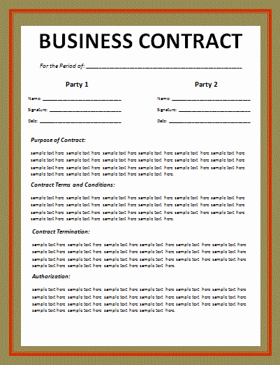 Business Contract Template Free Fresh Business Contract Template