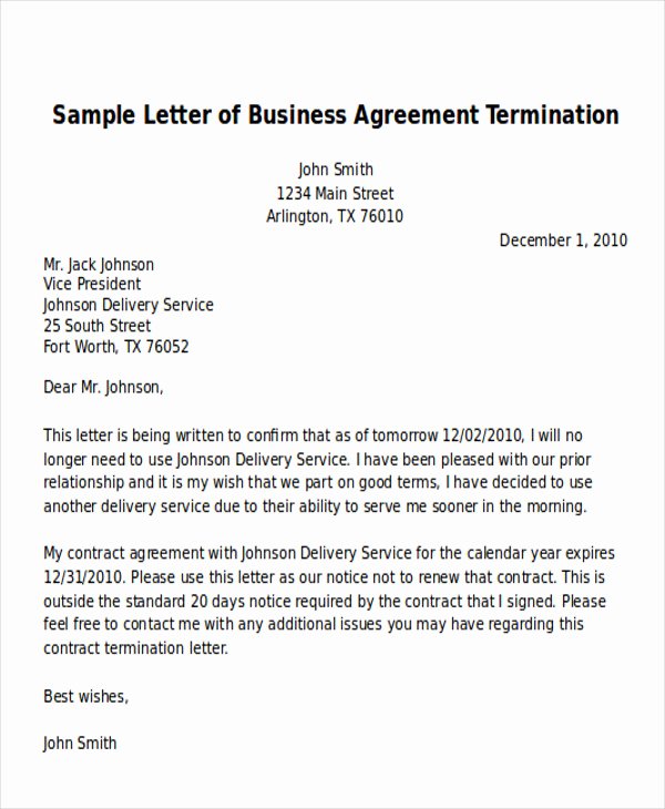 Business Contract Termination Letter Template Beautiful 7 Sample Termination Of Business Letters Pdf Word
