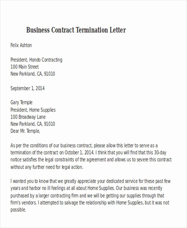 Business Contract Termination Letter Template Best Of 32 Termination Letter Examples Doc Pdf Ai