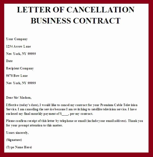 Business Contract Termination Letter Template New Contract Termination Letter Free Printable Documents