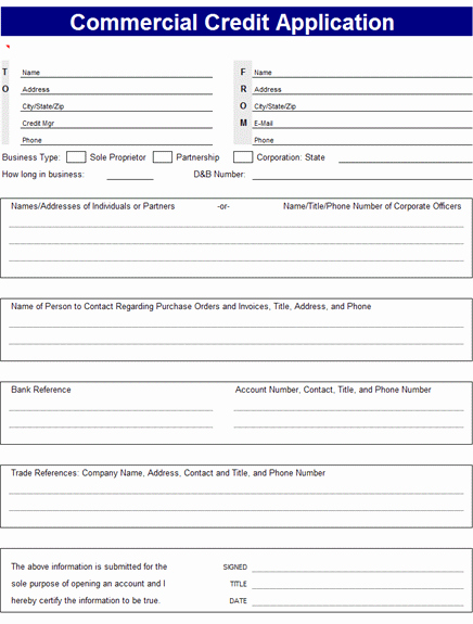 Business Credit Application Template Inspirational Credit Application form Template Created In Microsoft