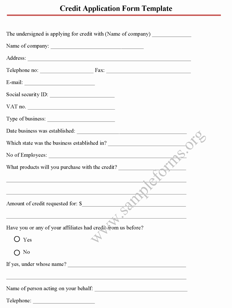 Business Credit Application Template New Application form Credit Application form Template Business