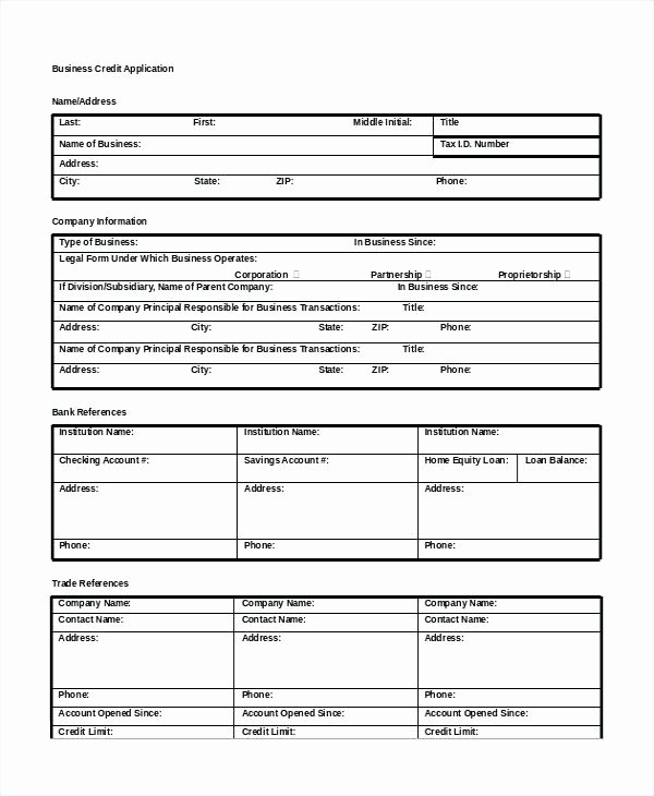 Business Credit Application Template New Business Credit Application Pdf Template Credit
