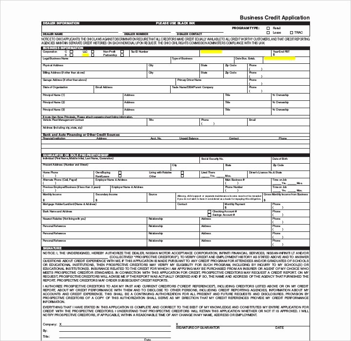 Business Credit Application Template Unique 27 Lease Application forms In Pdf
