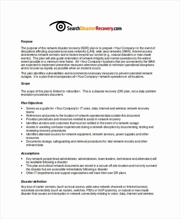 Business Disaster Recovery Plan Template Luxury 12 Disaster Recovery Plan Templates Free Sample