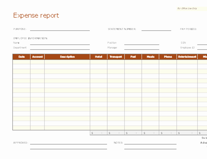 Business Expense Report Template Unique Expense Report