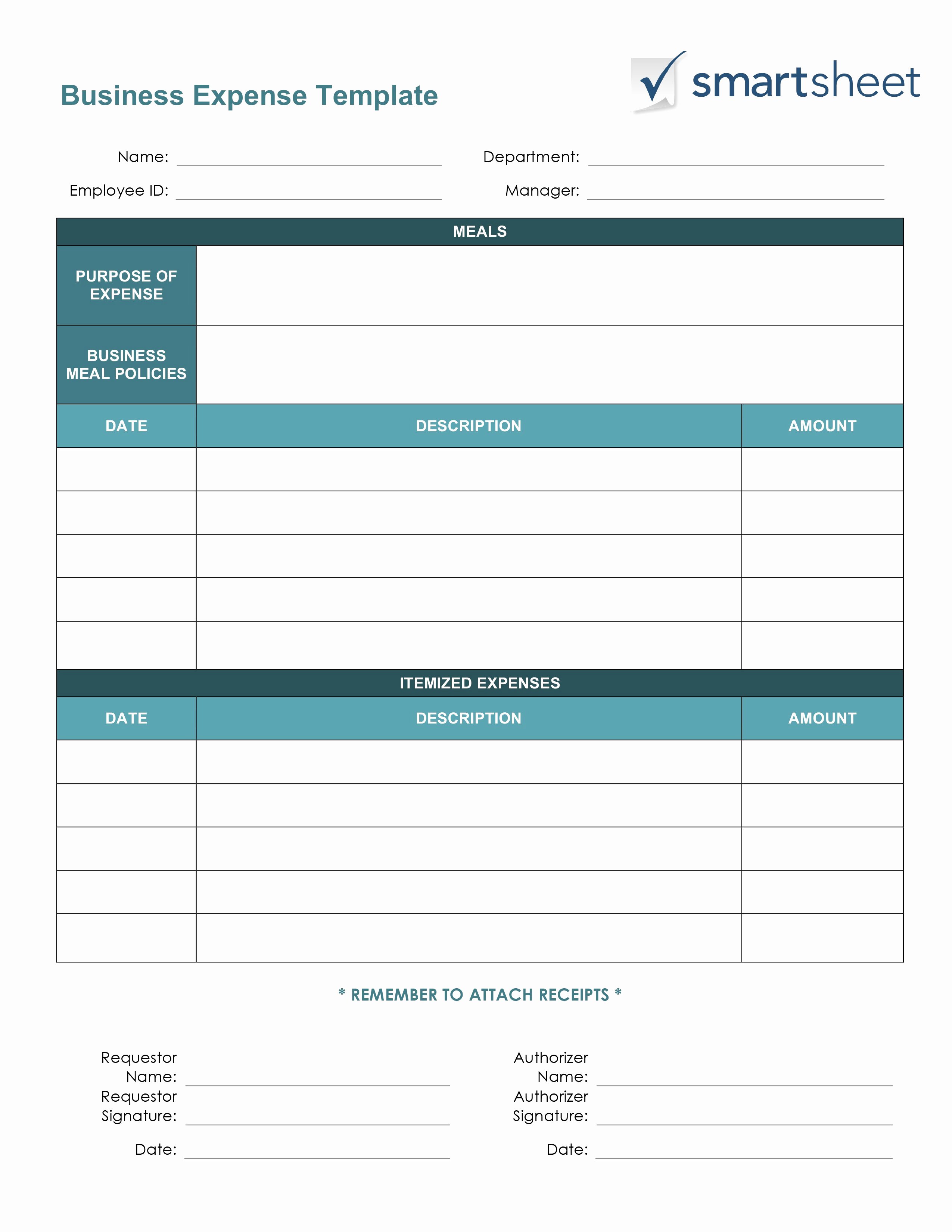 Business Expenses List Template Best Of Free Expense Report Templates Smartsheet