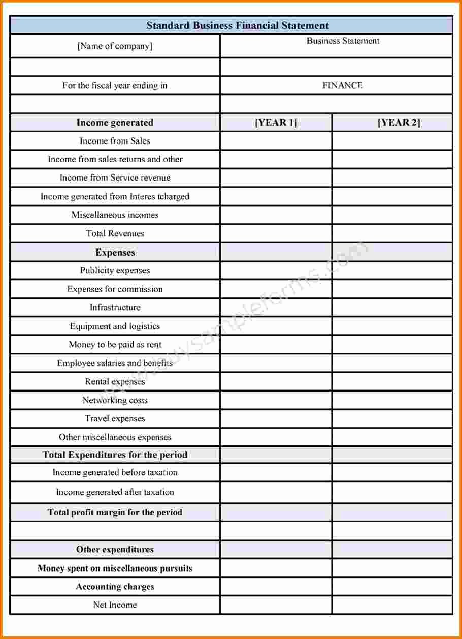 Business Income Statement Template Best Of 8 Business Financial Statement form