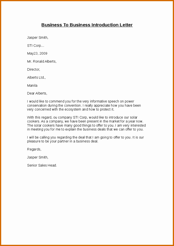 Business Introduction Email Template Awesome 8 Introduction Letter Template