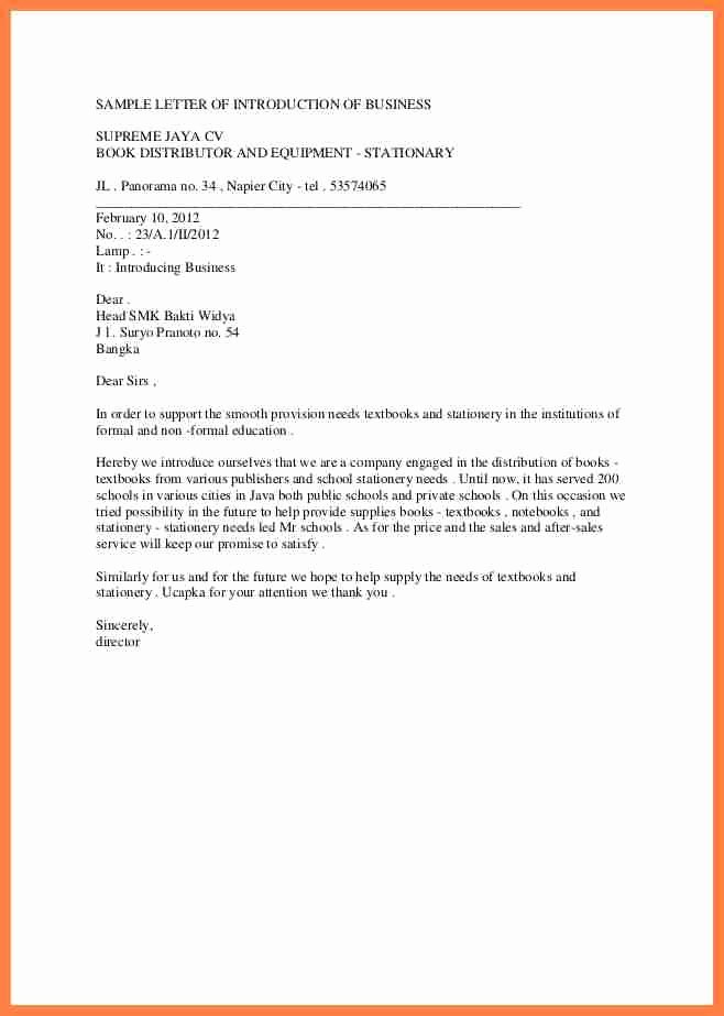 Business Introduction Letter Template Fresh 7 Introduction Letter Of A New Pany