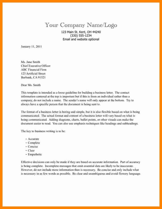Business Letter Template with Logo Lovely 8 Example Of Business Letter with Logo