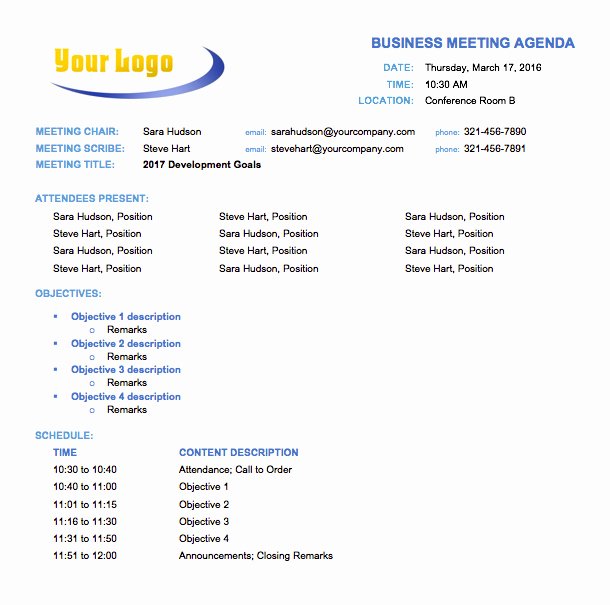 Business Meeting Agenda Template Fresh Free Meeting Agenda Templates Smartsheet