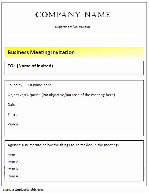 Business Meeting Invitation Template New Business Meeting Invitation Printable Business Meeting