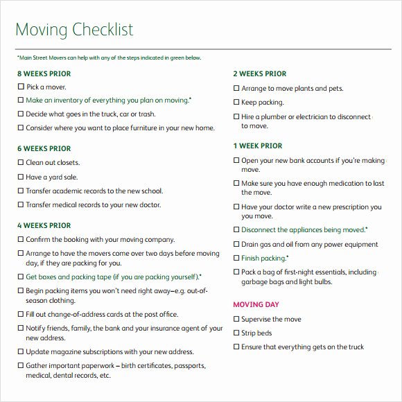 Business Moving Checklist Template Beautiful 12 Moving Checklist Templates