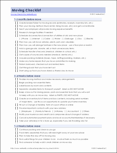 Business Moving Checklist Template Elegant Detailed Moving Checklist Printable Moving Checklist for