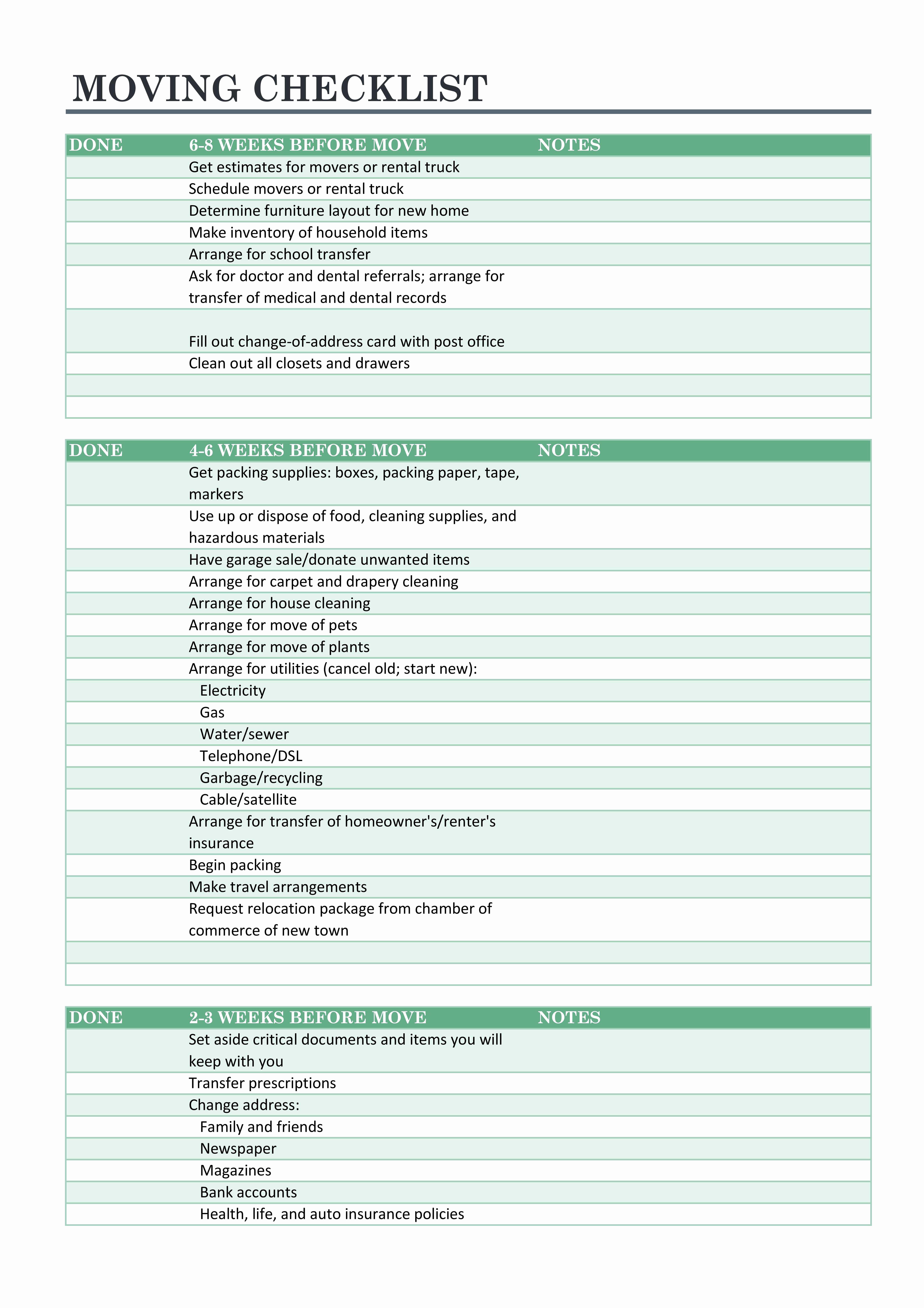 Business Moving Checklist Template Inspirational 45 Great Moving Checklists [checklist for Moving In Out