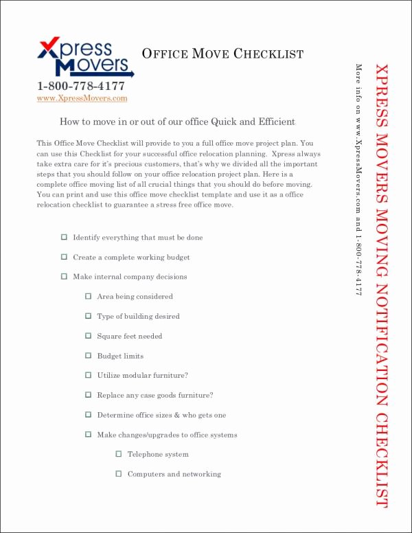 Business Moving Checklist Template Lovely 12 Moving Checklist Samples &amp; Templates