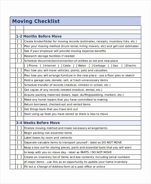Business Moving Checklist Template Unique Moving Checklist Template