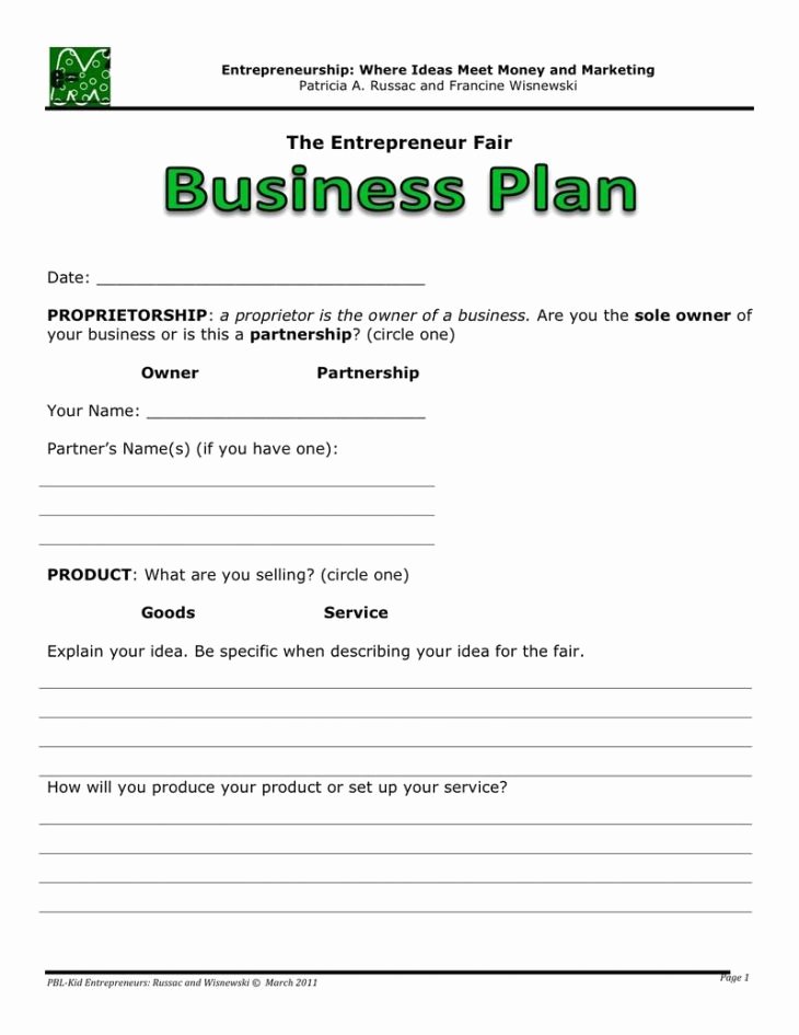 Business One Sheet Template Beautiful E Page Business Plan Template