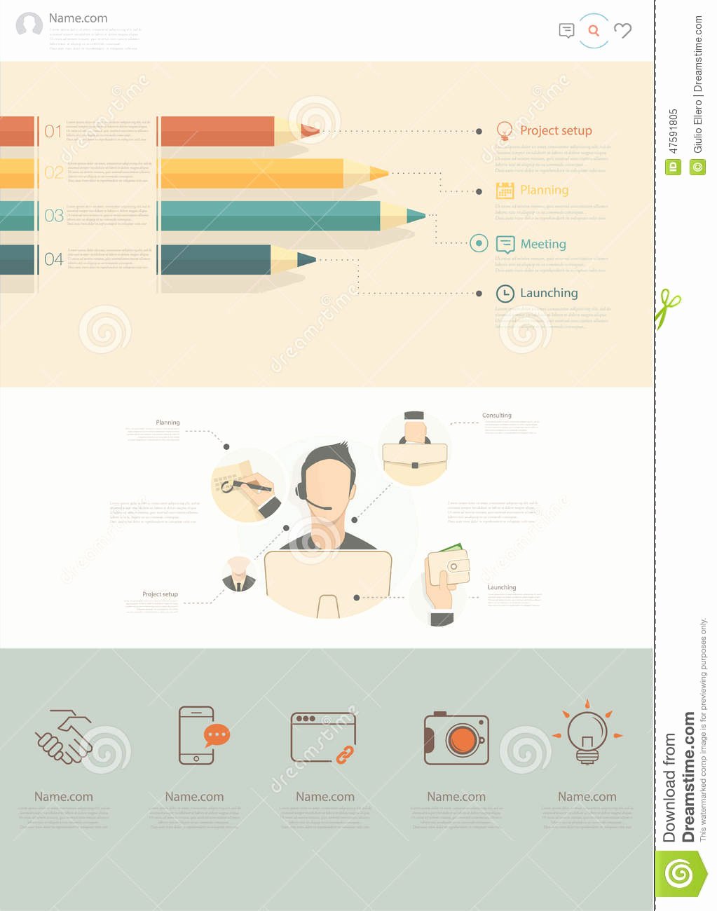 Business One Sheet Template Best Of Flat Website Design Template with Business Illustrations