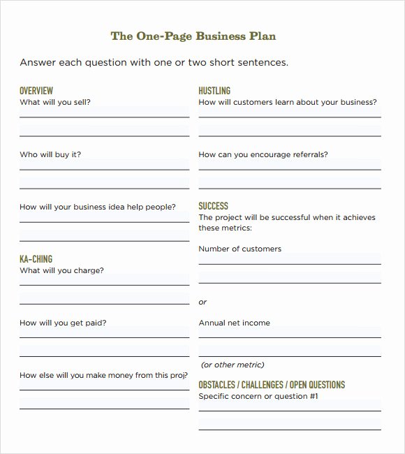 Business One Sheet Template Luxury 21 Simple Business Plan Templates
