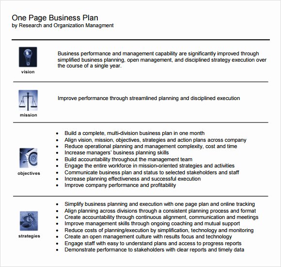 Business One Sheet Template New 10 E Page Business Plan Samples