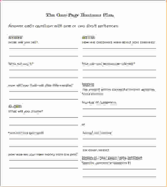 Business One Sheet Template New 6 Simple Business Plan Template