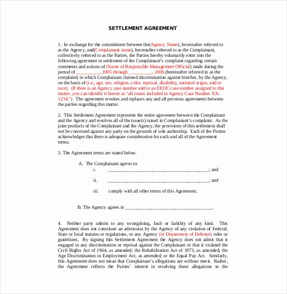 Business Partnership Separation Agreement Template Unique 12 Settlement Agreement Templates – Free Sample Example
