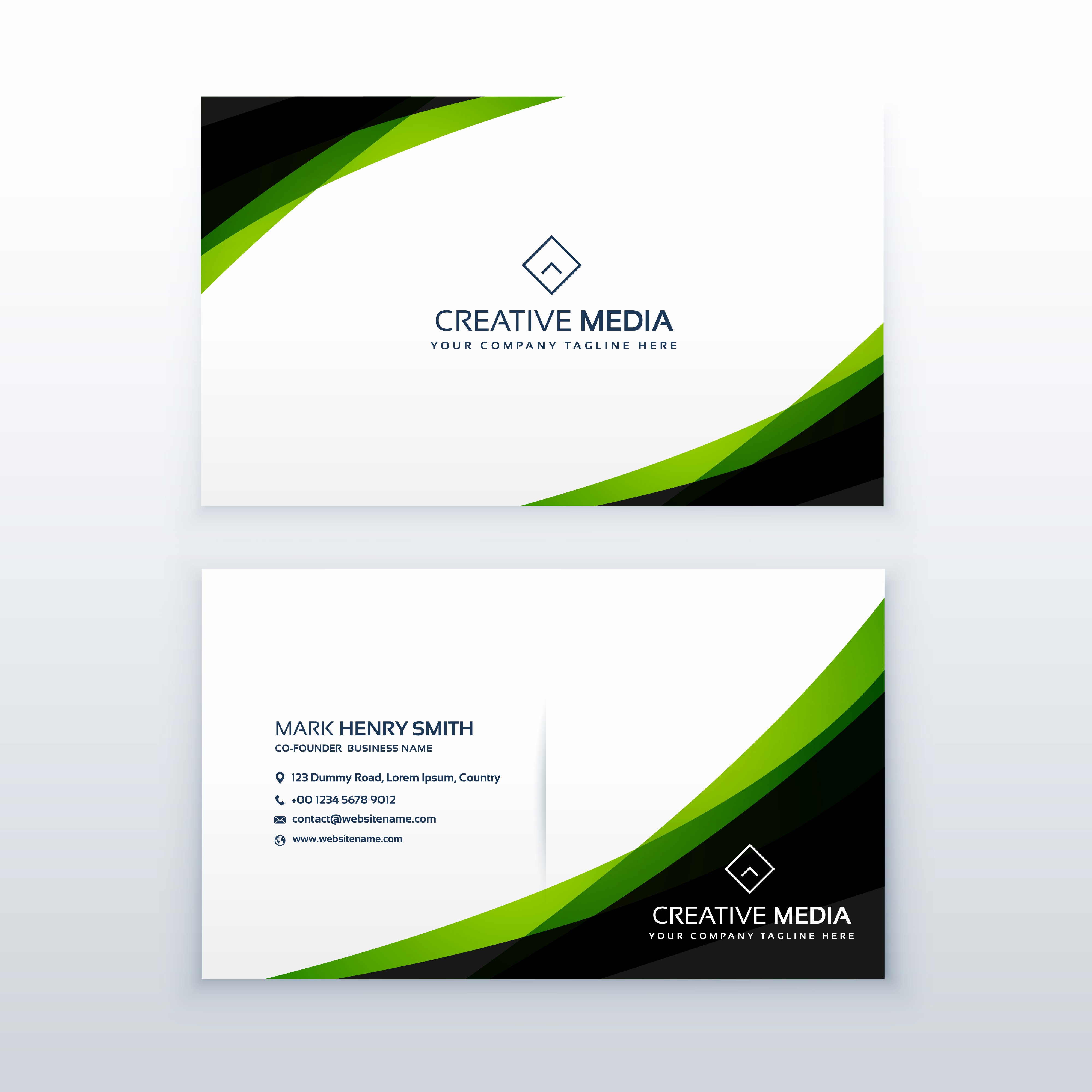 Business Postcard Template Free Fresh Clean Simple Green Business Card Design Template
