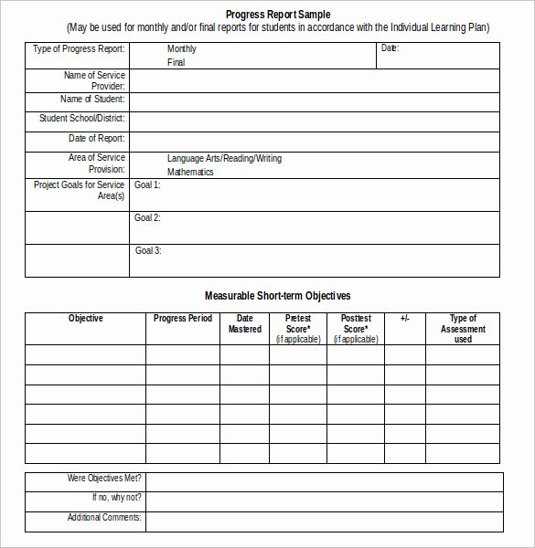 Business Progress Report Template Awesome 17 Sample Student Progress Reports