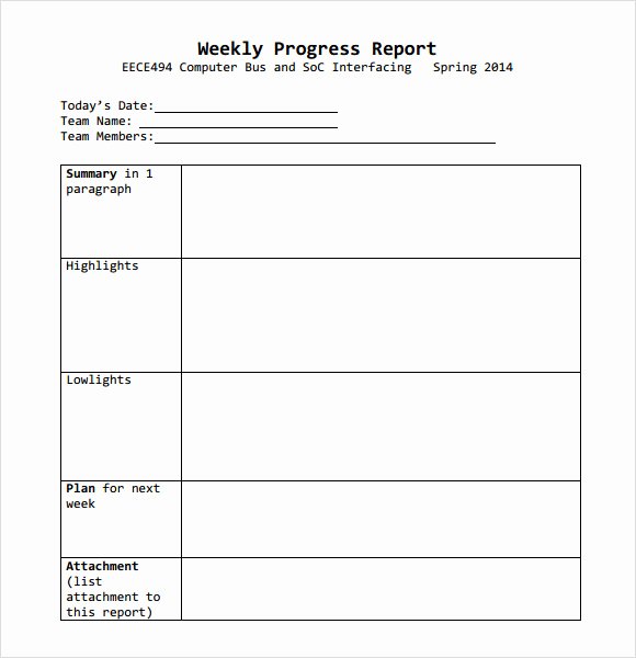 Business Progress Report Template Elegant 13 Sample Weekly Progress Reports