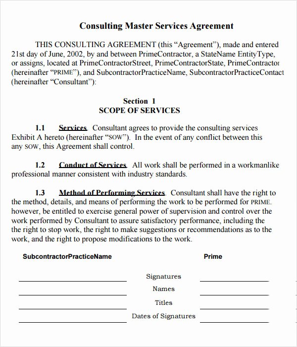 Business Service Contract Template Best Of 15 Sample Master Service Agreement Templates