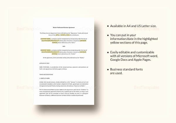 Business Service Contract Template Luxury 15 Sample Master Service Agreement Templates