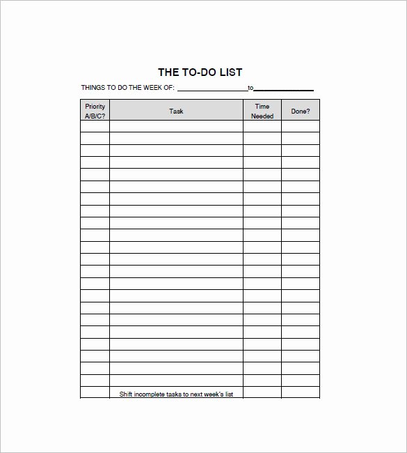Business to Do List Template New to Do List Template 13 Free Word Excel Pdf format